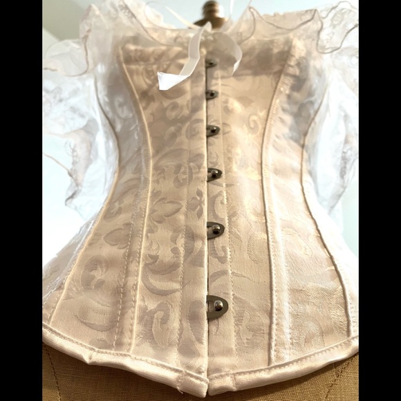 NEW !!!! M L White Lace Sleeve Corset - Picture 2 of 6